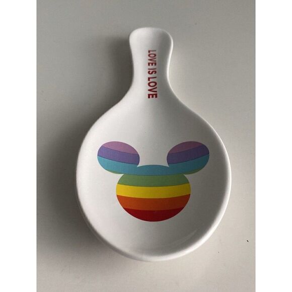 Disney Mickey Mouse Pride Collection Kitchen Spoon Rest Ceramic Love Is Love NEW - Picture 4 of 9